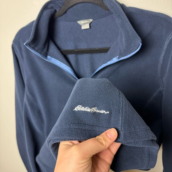 Eddie Bauer Fleece 3/4 Zip Navy Blue - Picture 4 of 5